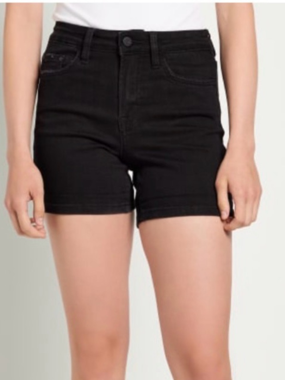 MICA DENIM Mid-Rise Cuffed Denim Shorts In Jet Lag Black